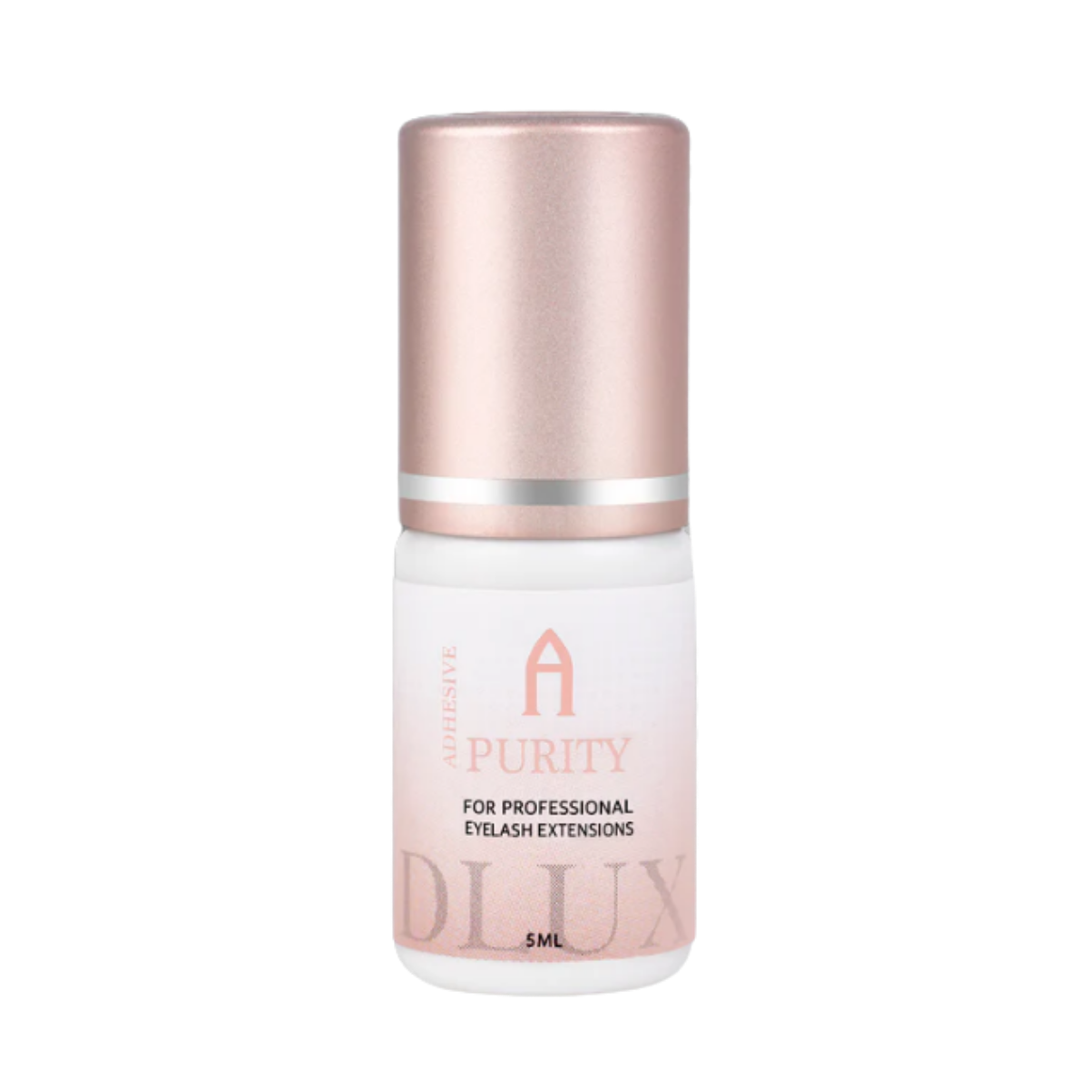 Adhesivo de extensiones de pestañas Purity Alpha Dlux Professional; envase negro de 3 ml/5 ml; destaca por secado ultra rápido, alta retención y fórmula profesional perfecta para volumen y mega volumen