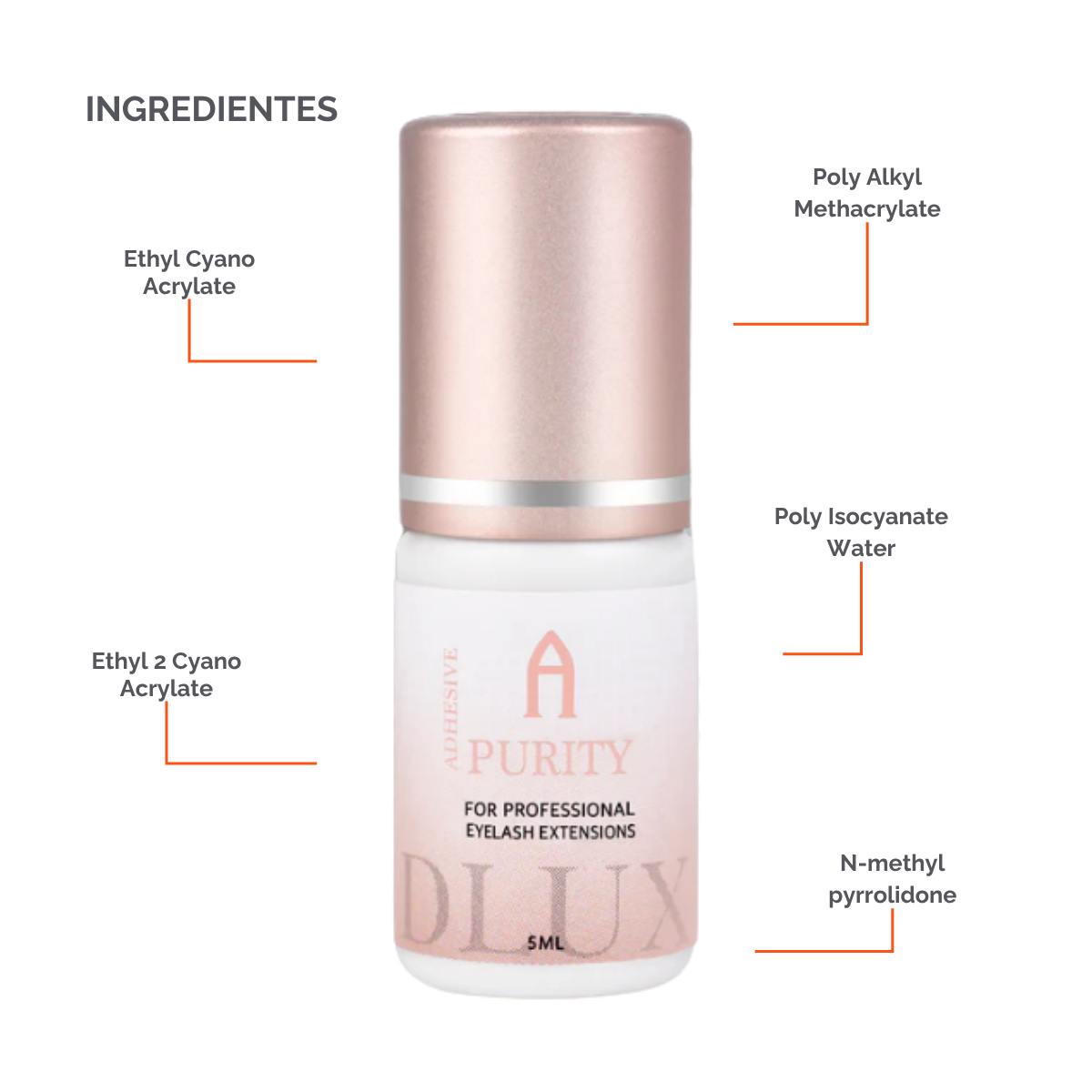 Adhesivo de extensiones de pestañas Purity Alpha Dlux Professional; envase negro de 3 ml/5 ml; destaca por secado ultra rápido, alta retención y fórmula profesional perfecta para volumen y mega volumen