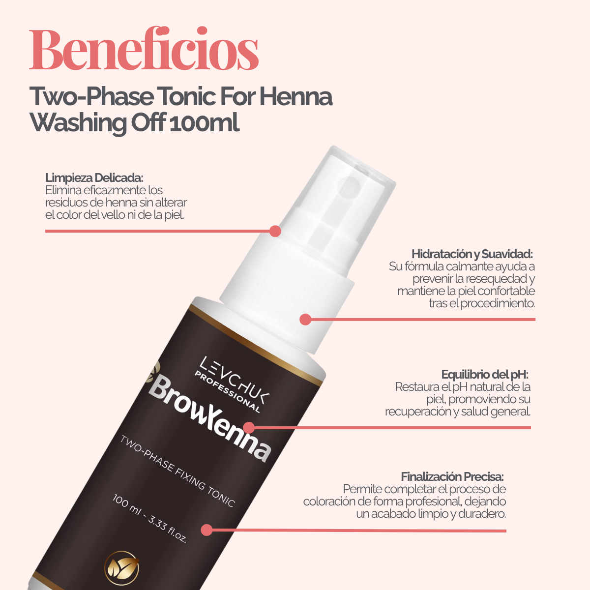 Two Phase Tonic BrowXenna 100 ml-solución bifásica profesional para eliminar henna y tintes de cejas de forma efectiva, suave e hidratante, ideal para preparaciones y correcciones en cabina.