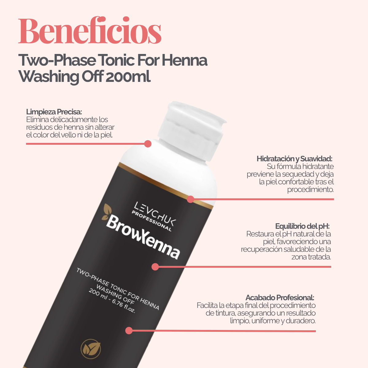 Two Phase Tonic BrowXenna 200 ml-solución bifásica profesional para eliminar henna y tintes de cejas de forma efectiva, suave e hidratante, ideal para preparaciones y correcciones en cabina.
