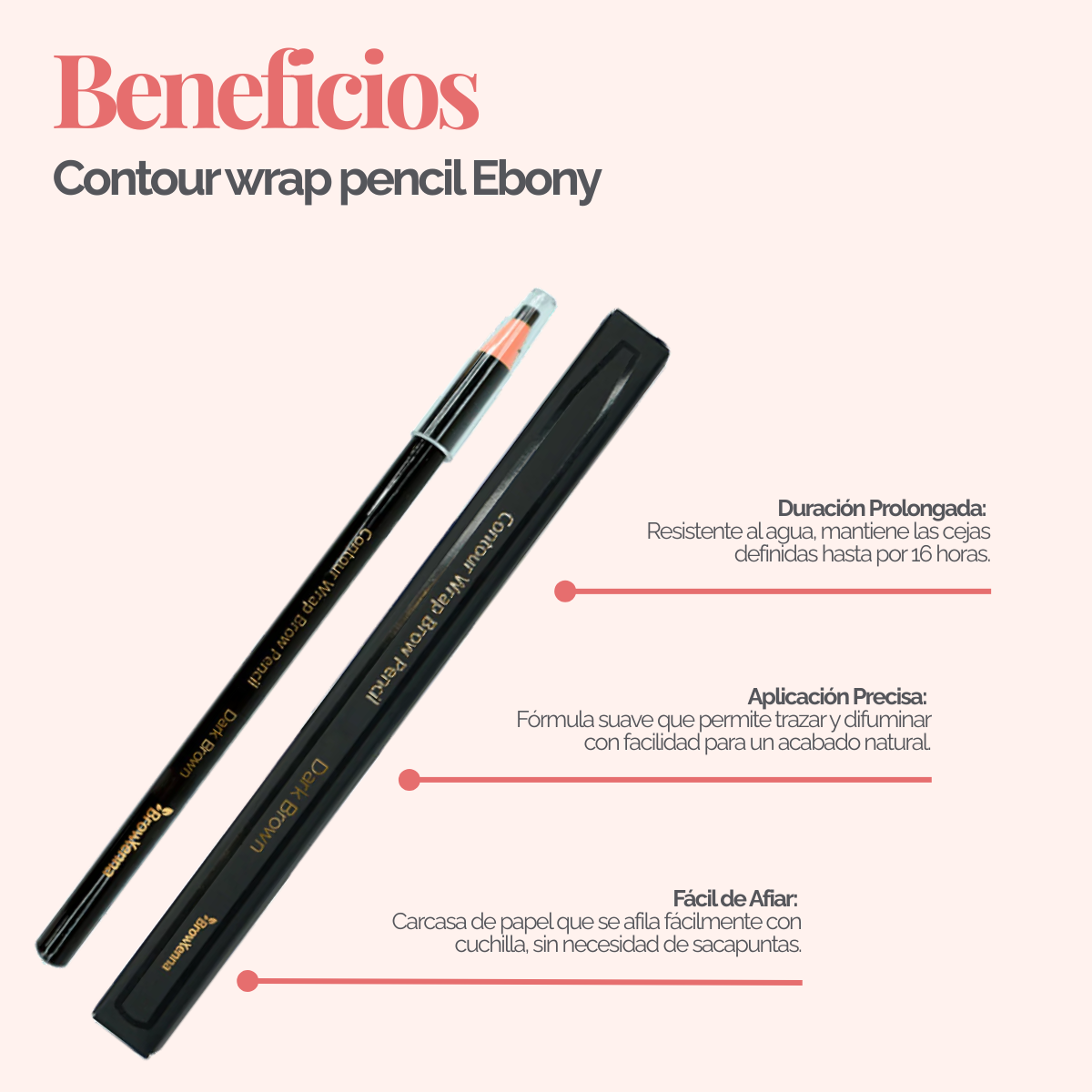 Contour Wrap Pencil BrowXenna®: lápiz profesional para cejas, waterproof, fácil de afilar, que define y rellena con precisión durante 16 horas.