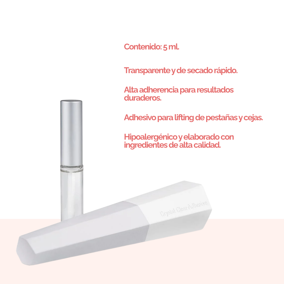 Lift Adhesive Dlux Professional – fórmula clara y suave para lash lift profesional, envase transparente de 5 ml, ideal para ojos sensibles