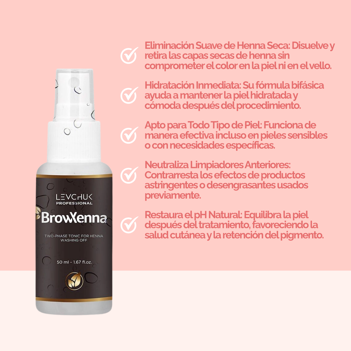 Two Phase Tonic BrowXenna 50 ml-solución bifásica profesional para eliminar henna y tintes de cejas de forma efectiva, suave e hidratante, ideal para preparaciones y correcciones en cabina.