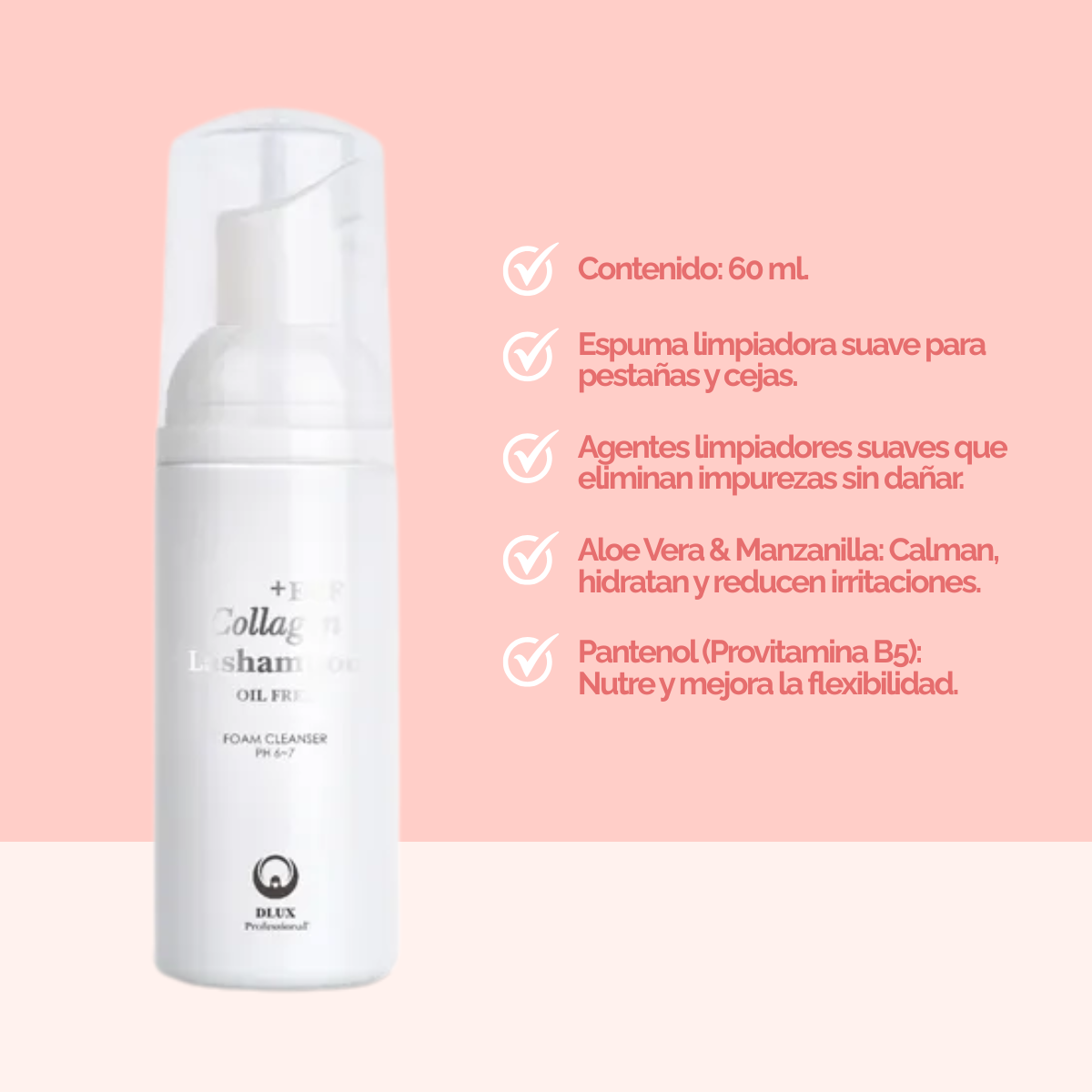 EGF Collagen Lashampoo Cleanser espuma limpiadora profesional para extensiones de pestañas 50ml