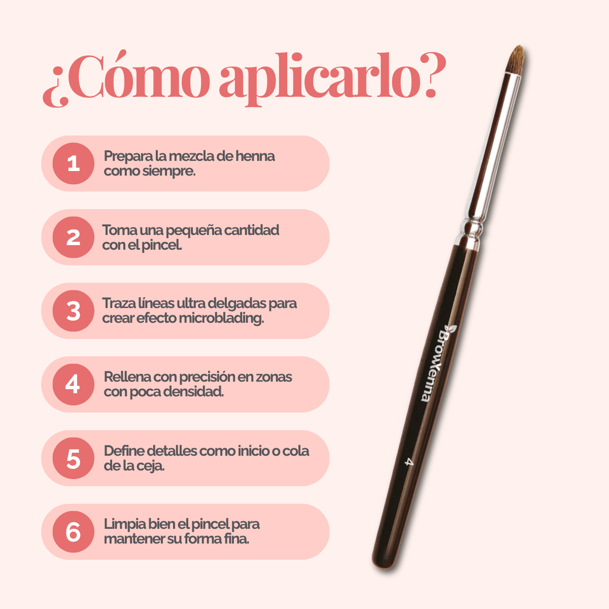 Brush superfine #4, BrowXenna® cerdas ultra finas y mango ergonómico diseñados para aplicación precisa de henna y maquillaje en cejas para técnicos de belleza exigentes.