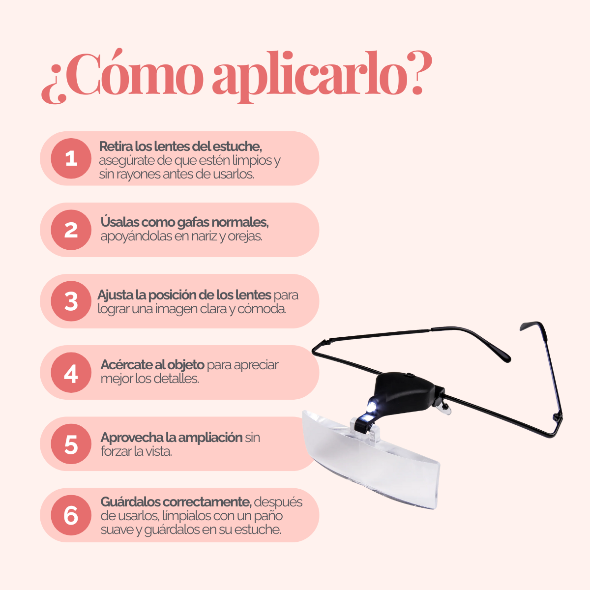 Magnifier Glass DLUX Professional – Lupa iluminada con LEDs para extensiones de pestañas