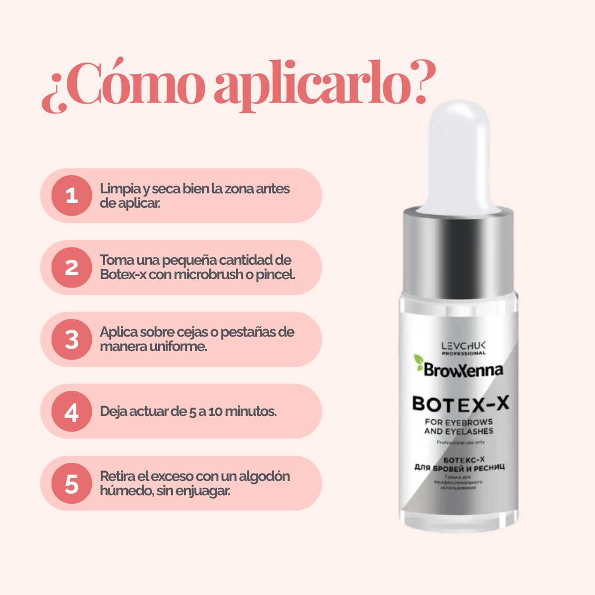 Frasco de 10 ml de BrowXenna Botex‑X, concentrado reparador con ceramidas para cejas y pestañas, restaura densidad, brillo y vitalidad tras tratamientos agresivos.