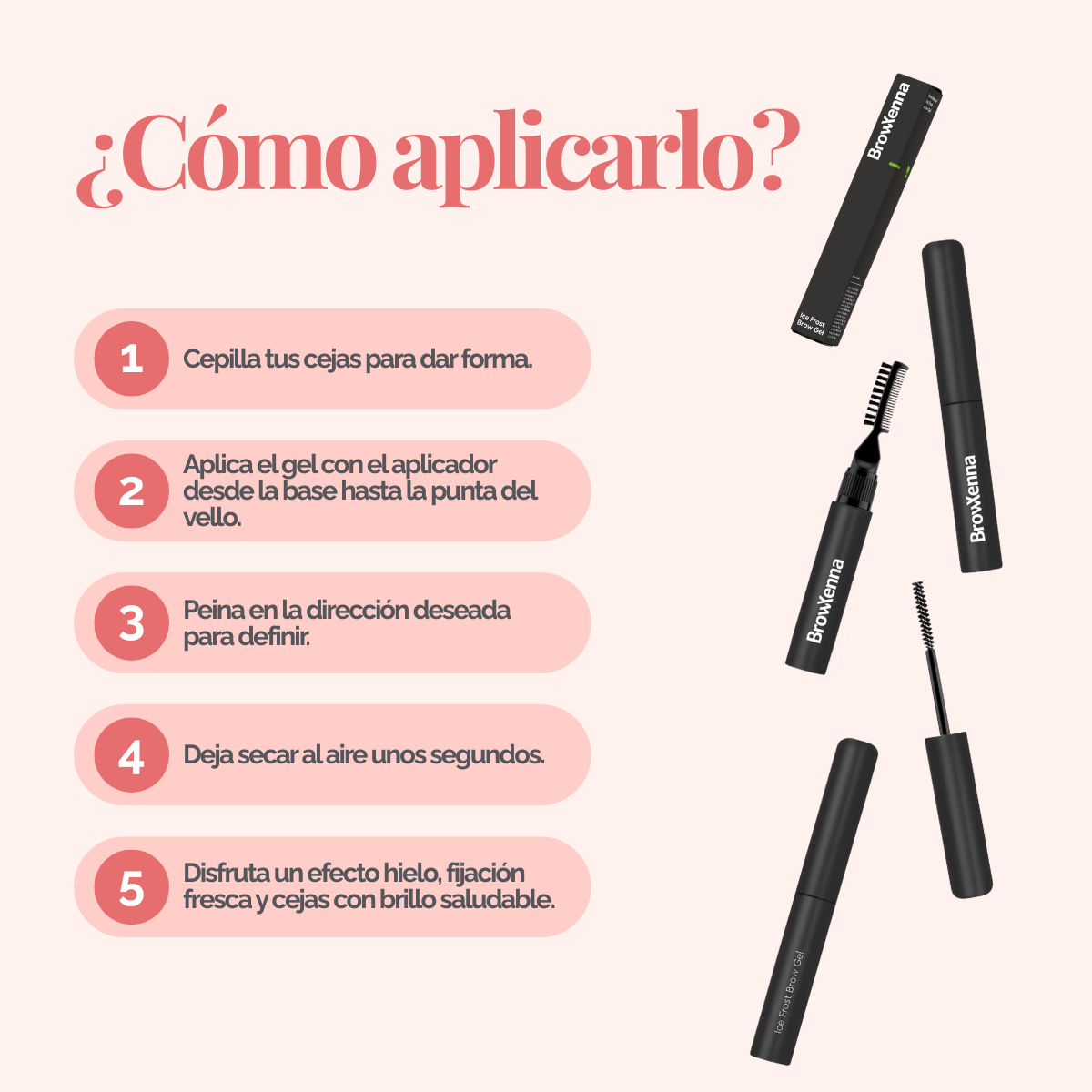 Ice Frost Brow Gel BrowXenna-gel transparente fijador con efecto cristalizador y brillo natural para cejas definidas y suaves.