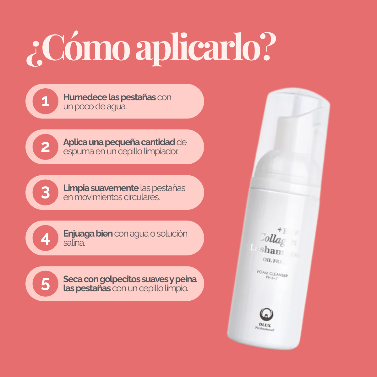EGF Collagen Lashampoo Cleanser espuma limpiadora profesional para extensiones de pestañas 50ml