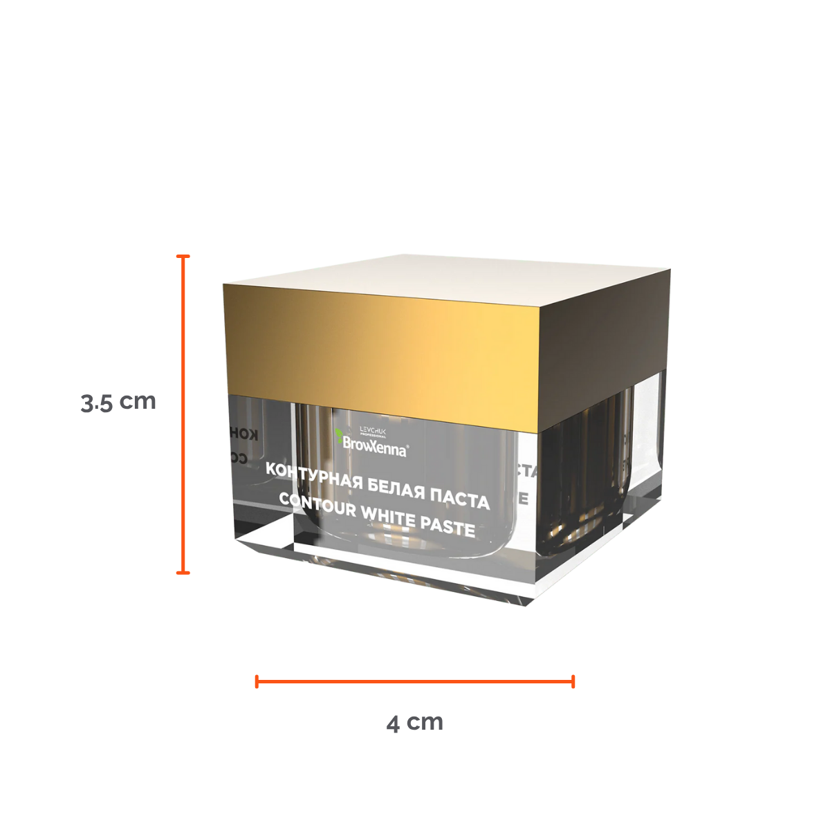 Envase de pasta blanca BrowXenna Contour White Paste 10 g, pasta cremosa para definir contornos de cejas y lograr simetría y precisión en tratamientos profesionales de coloración y laminación