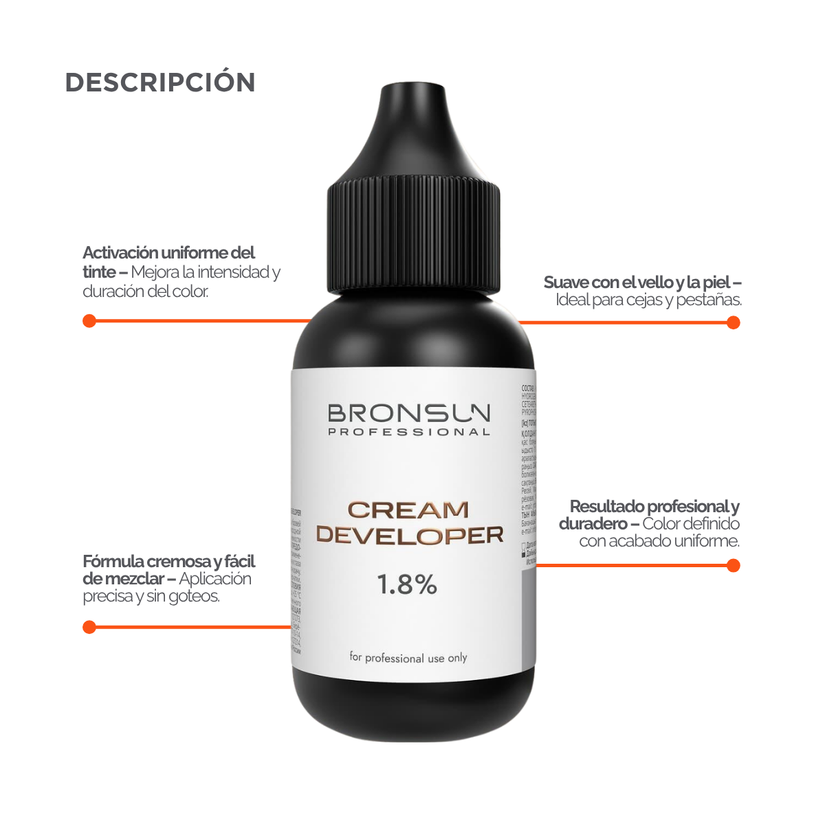Cream Developer 1.8% profesional para tinte de cejas y pestañas, oxidante cremoso premium diseñado para brow artists y lash technicians. Fórmula de textura uniforme ideal para mezclar con tintes profesionales y lograr aplicaciones precisas, resultados homogéneos y servicios de belleza de alta gama.