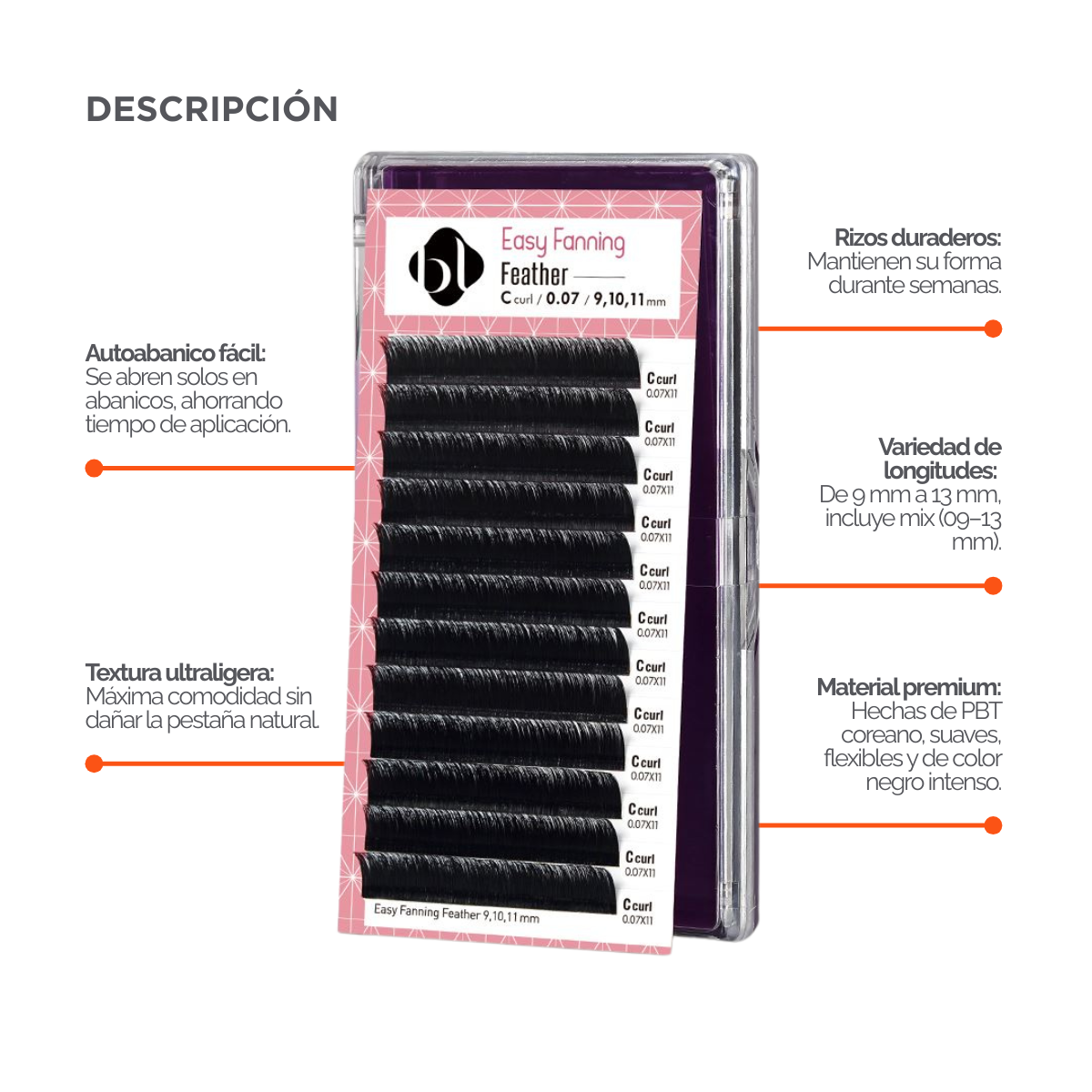 Extensiones de Pestañas Profesionales de Auto-Floración (Feather) BL Lashes®