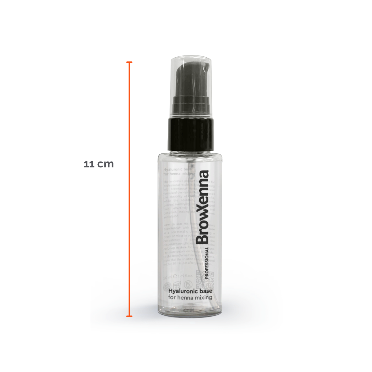 Envase de BrowXenna Hyaluronic Base 50 ml en gel, ideal para mezclar con henna profesional y lograr una aplicación uniforme, hidratante y de larga duración en tratamientos de cejas.