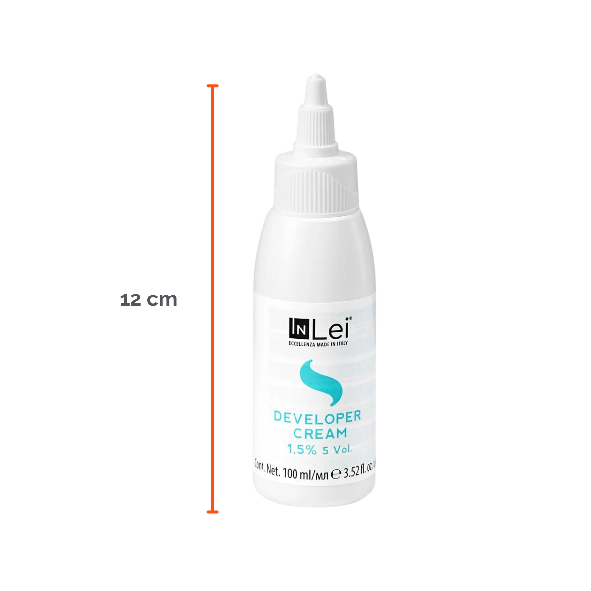 Botella de 100 ml de InLei Developer Cream 1.5 % 5 VOL, activador en crema para tintes de cejas y pestañas, hecho en Italia, envase elegante