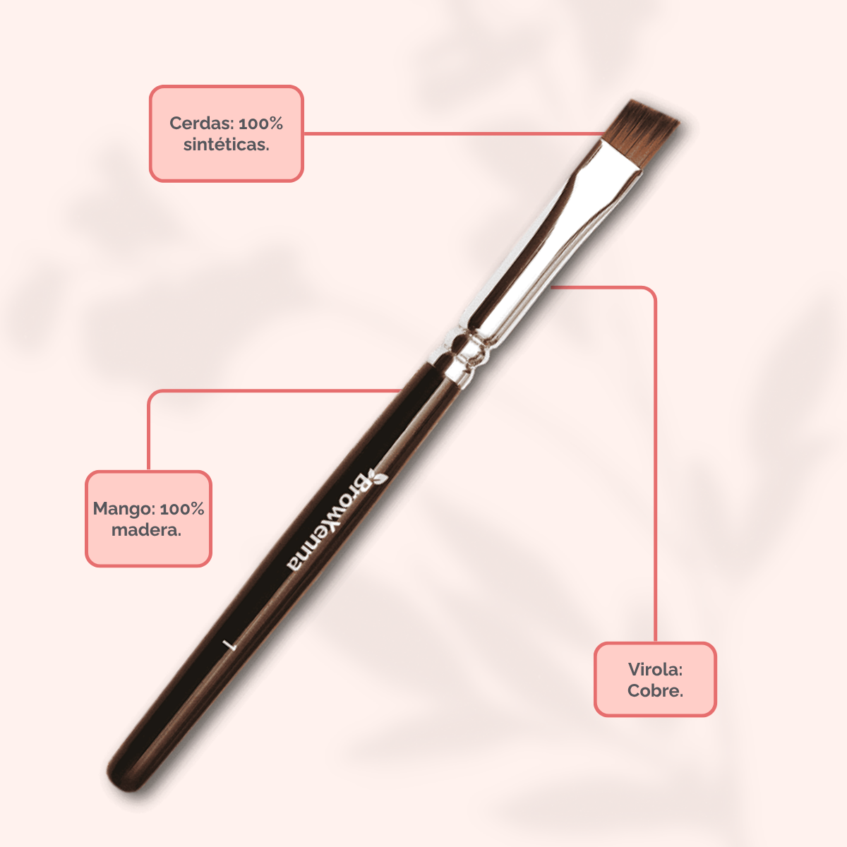 Brush superfine #1, BrowXenna® cerdas ultra finas y mango ergonómico diseñados para aplicación precisa de henna y maquillaje en cejas para técnicos de belleza exigentes.