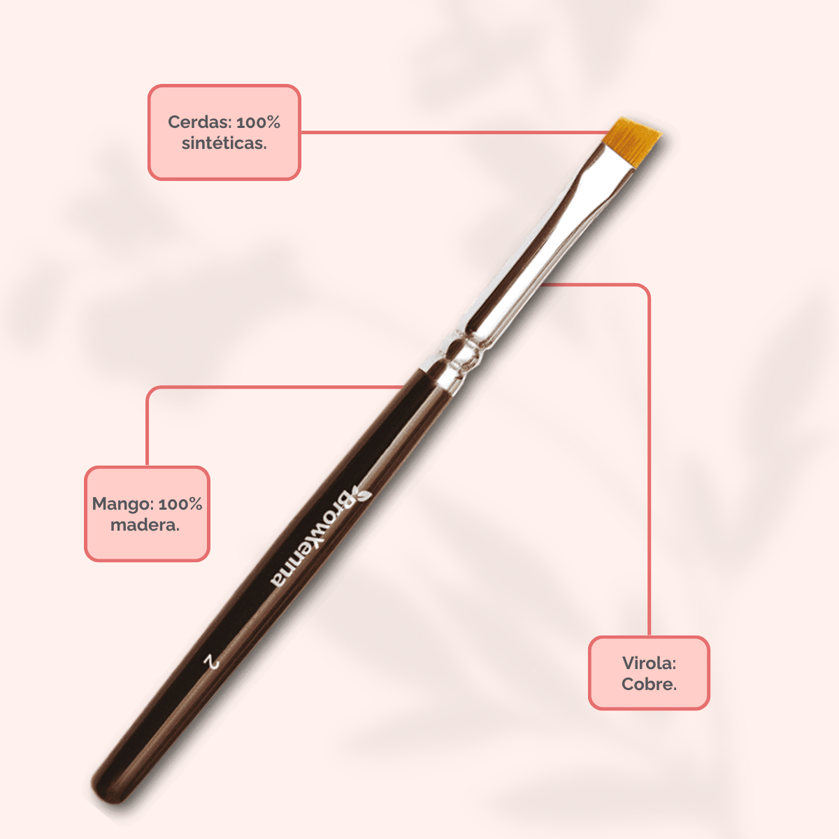 Brush superfine #2, BrowXenna® cerdas ultra finas y mango ergonómico diseñados para aplicación precisa de henna y maquillaje en cejas para técnicos de belleza exigentes.