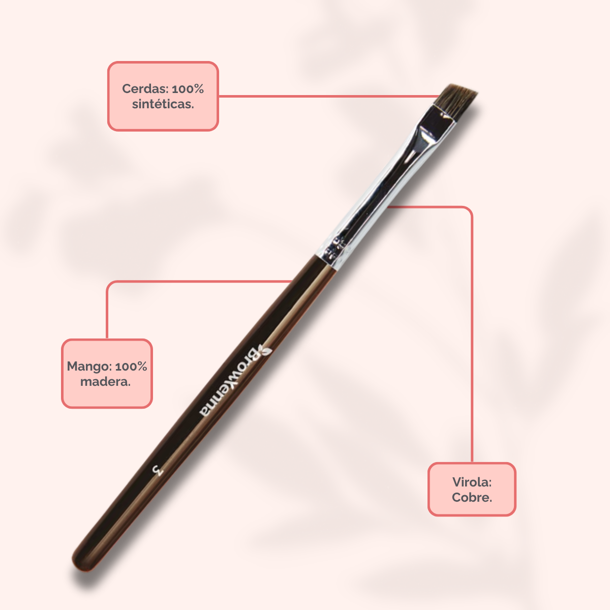Brush superfine #3, BrowXenna® cerdas ultra finas y mango ergonómico diseñados para aplicación precisa de henna y maquillaje en cejas para técnicos de belleza exigentes.