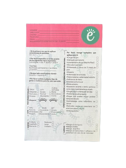 Block de Información de Cliente Eye Design