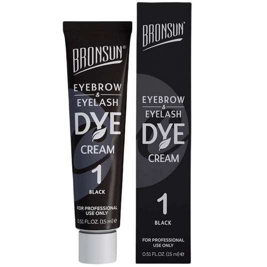 Cejas y pestañas teñidas con el color intenso de la crema tintura BRONSUN - hasta 7 semanas de duración