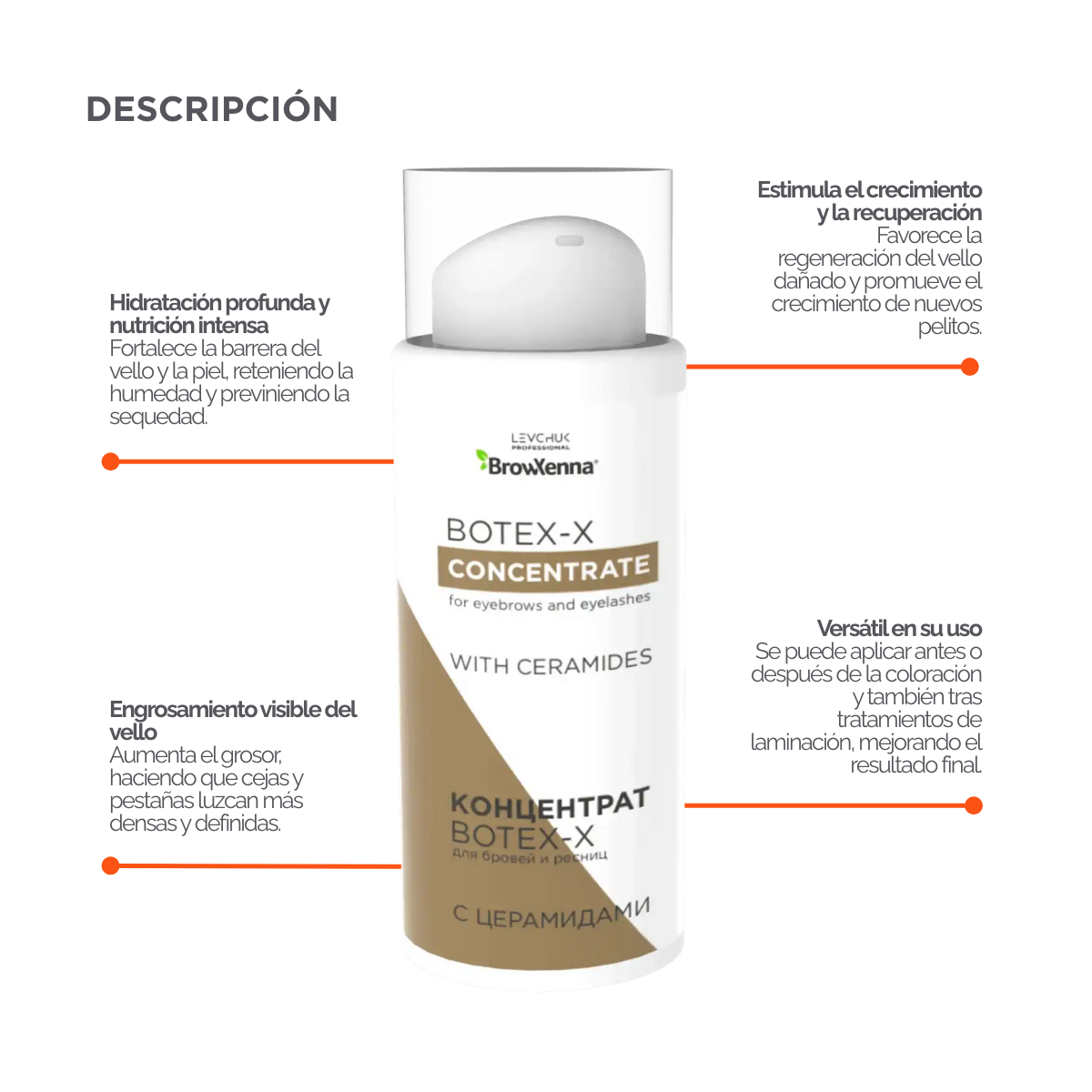 BOTEX‑X BrowXenna® 10 ml, concentrado reparador profesional para cejas y pestañas con ceramidas, ácido hialurónico y aloe vera, fortalecimiento y restauración capilar de alta gama.