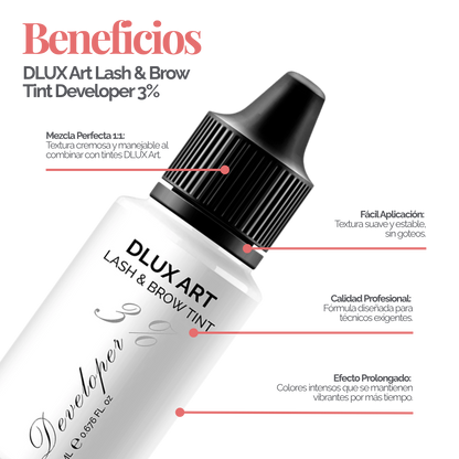 DLUX Art Lash & Tinte Developer 3%, Activador de tinte para cejas y pestañas