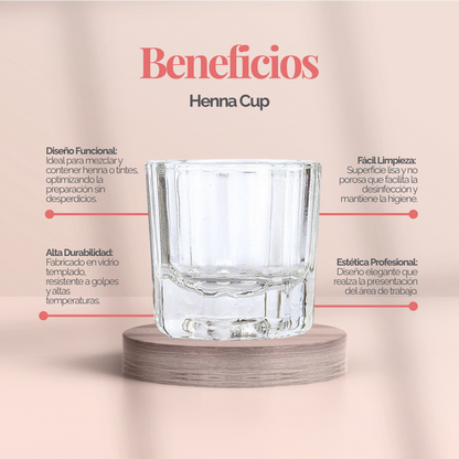 Vaso de vidrio templado para mezclar henna o tinte con base hendidura adicional, herramienta profesional para técnicos de belleza.