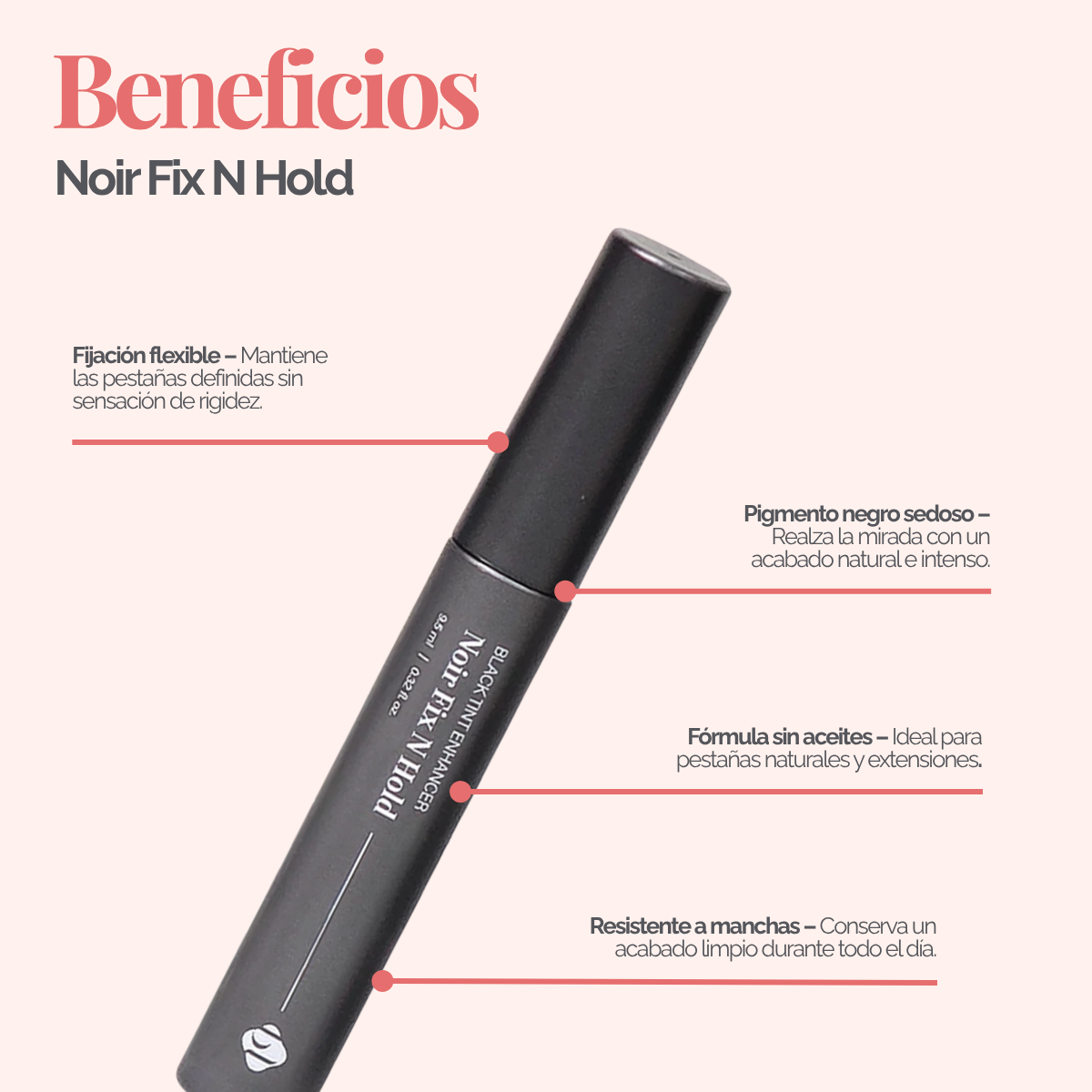 BL Lashes Noir Fix N Hold 9.5 ml fijador negro y sérum para pestañas, extensiones y lash lift
