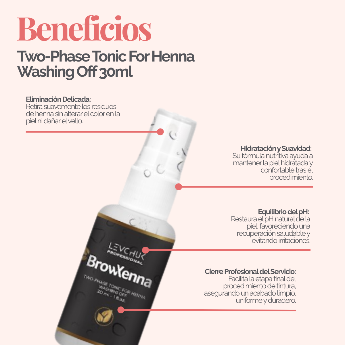 Two Phase Tonic BrowXenna 30 ml-solución bifásica profesional para eliminar henna y tintes de cejas de forma efectiva, suave e hidratante, ideal para preparaciones y correcciones en cabina.