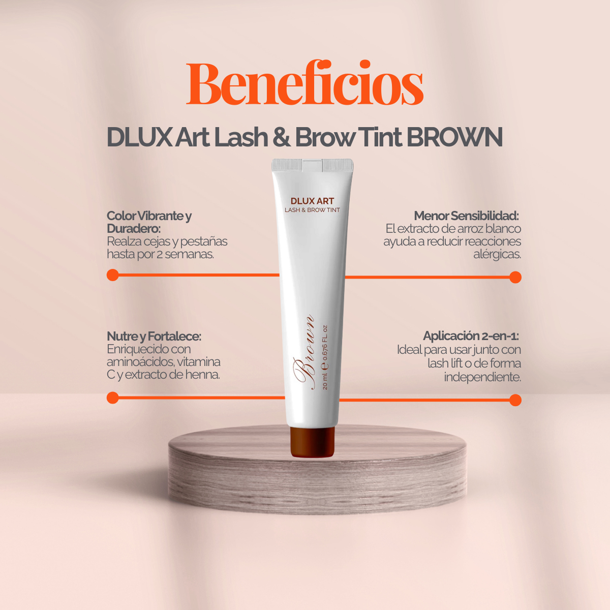 DLUX ART Lash & Brow Tint Brown - Tinte para cejas