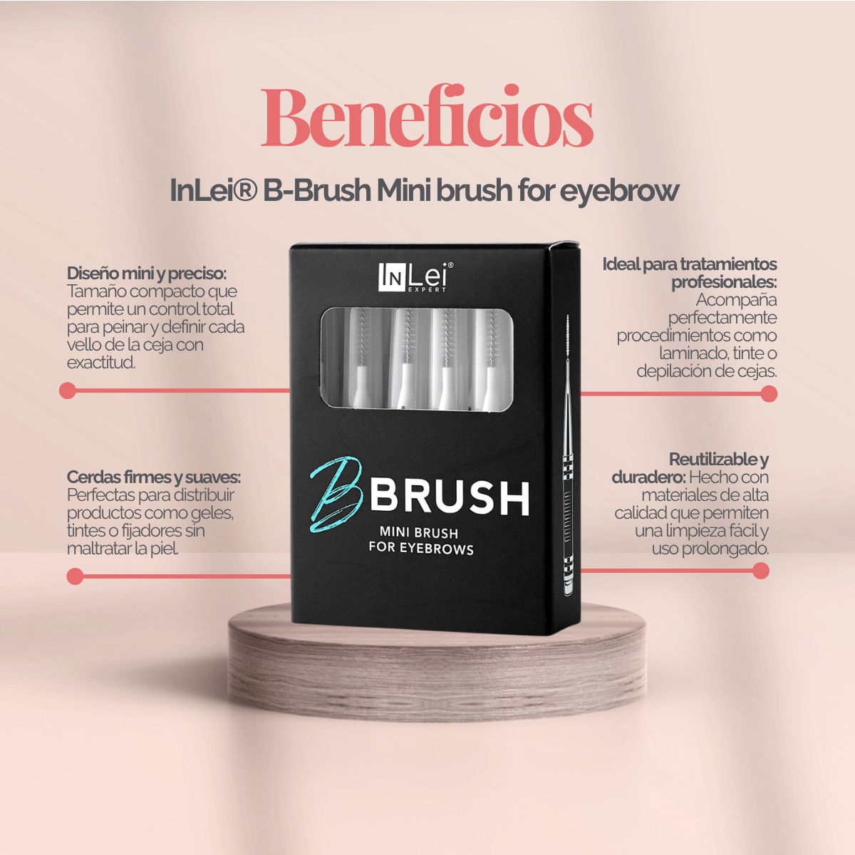 InLei® B-Brush – Mini Cepillo Profesional para Cejas