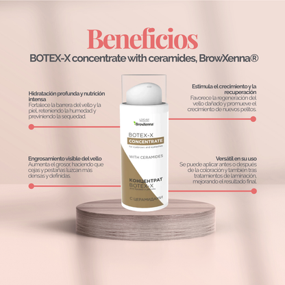 BOTEX‑X BrowXenna® 10 ml, concentrado reparador profesional para cejas y pestañas con ceramidas, ácido hialurónico y aloe vera, fortalecimiento y restauración capilar de alta gama.