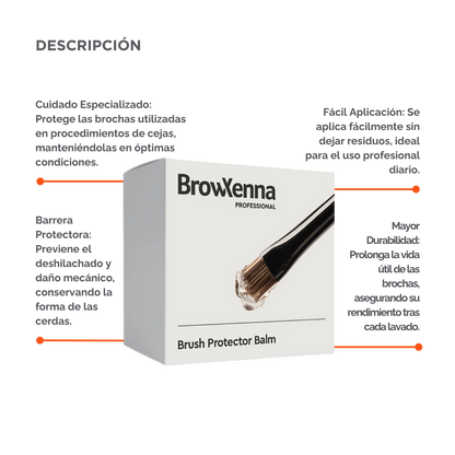 Envase de piel BrowXenna Brush Protector Balm de 17 g, bálsamo sólido profesional para proteger, suavizar y preservar la forma de pinceles después del lavado.