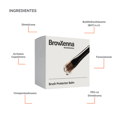 Envase de piel BrowXenna Brush Protector Balm de 17 g, bálsamo sólido profesional para proteger, suavizar y preservar la forma de pinceles después del lavado.