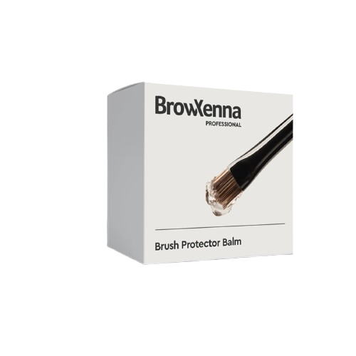 Envase de piel BrowXenna Brush Protector Balm de 17 g, bálsamo sólido profesional para proteger, suavizar y preservar la forma de pinceles después del lavado.