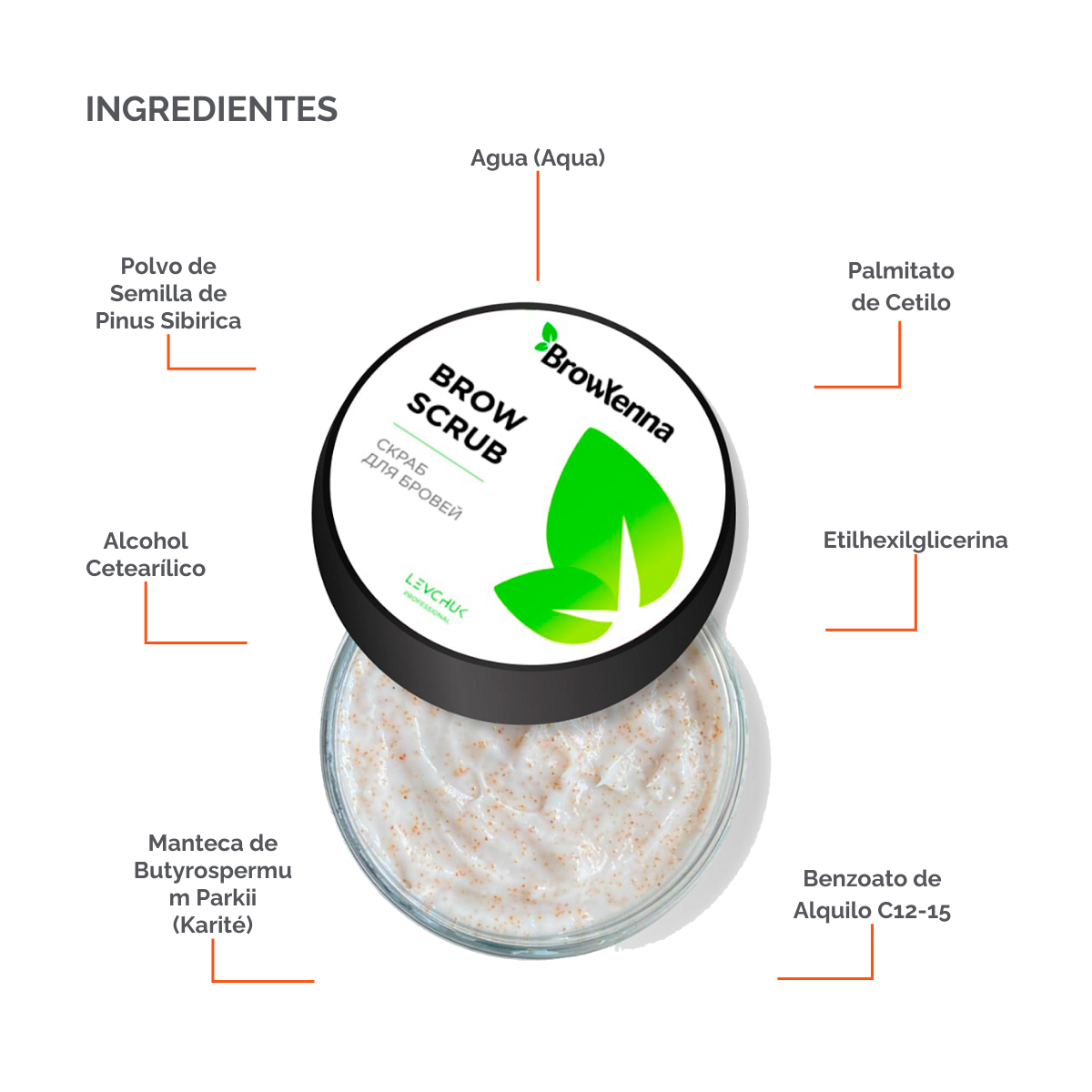 BrowXenna Enzyme Brow Scrub exfoliante profesional cejas limpieza suave pre‑tinte henna salon beauty 50 g envase