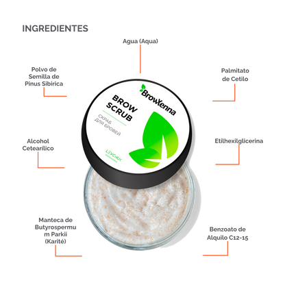 BrowXenna Enzyme Brow Scrub exfoliante profesional cejas limpieza suave pre‑tinte henna salon beauty 50 g envase