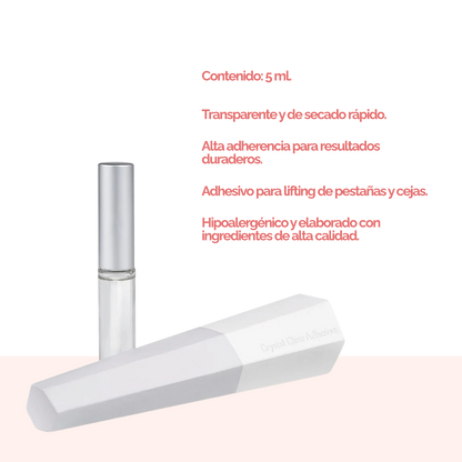 Lift Adhesive Dlux Professional – fórmula clara y suave para lash lift profesional, envase transparente de 5 ml, ideal para ojos sensibles