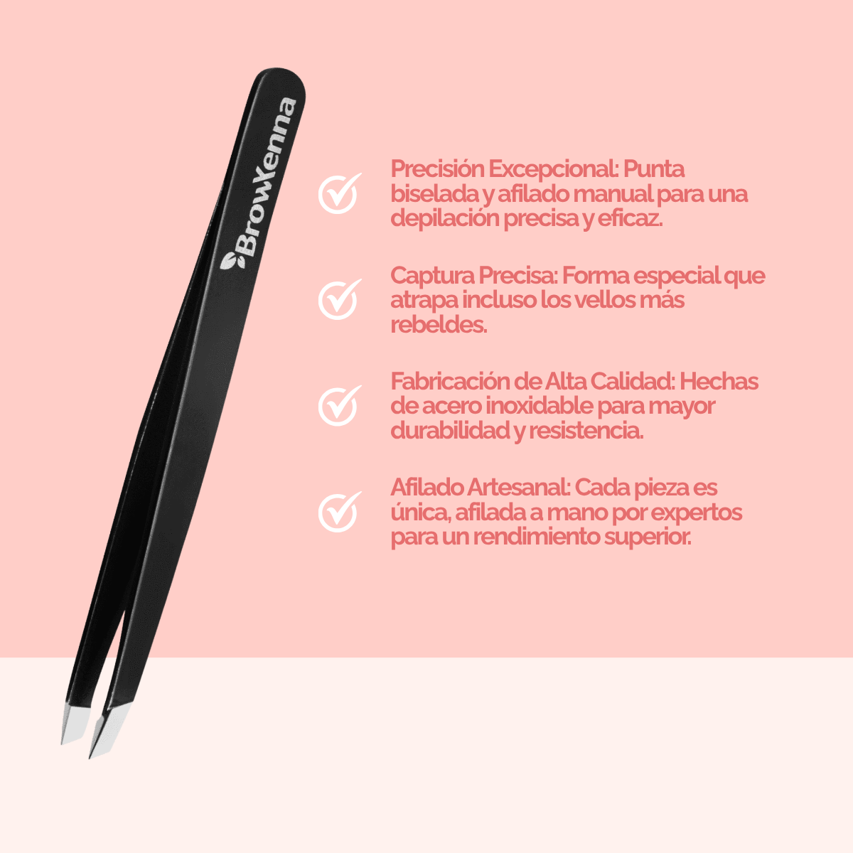 Pinzas Profesionales para Cejas BrowXenna® con punta biselada y afilado manual para depilación de precisión técnica