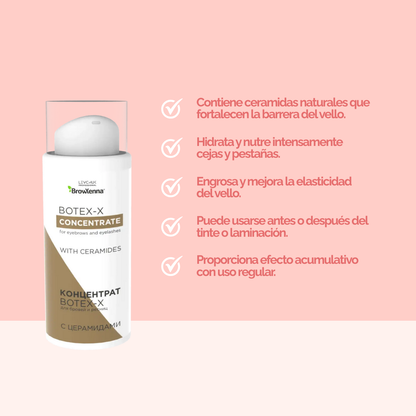 BOTEX‑X BrowXenna® 10 ml, concentrado reparador profesional para cejas y pestañas con ceramidas, ácido hialurónico y aloe vera, fortalecimiento y restauración capilar de alta gama.