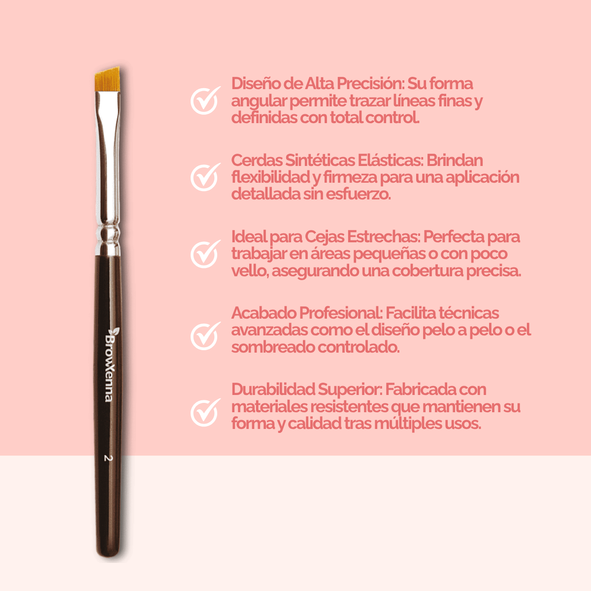 Brush superfine #2, BrowXenna® cerdas ultra finas y mango ergonómico diseñados para aplicación precisa de henna y maquillaje en cejas para técnicos de belleza exigentes.