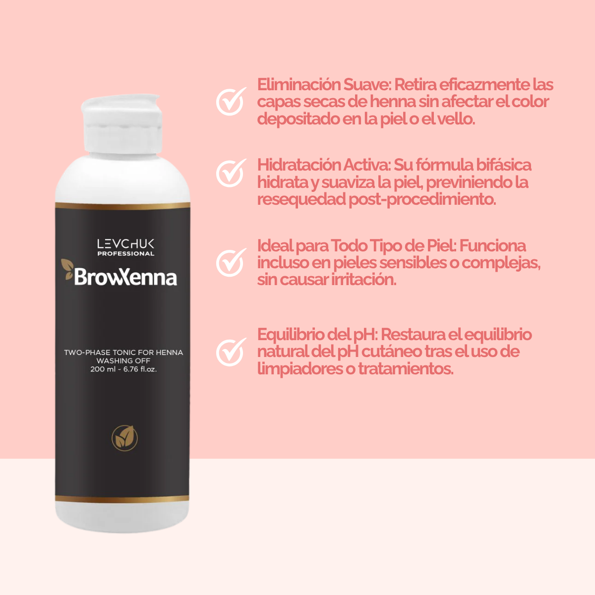 Two Phase Tonic BrowXenna 200 ml-solución bifásica profesional para eliminar henna y tintes de cejas de forma efectiva, suave e hidratante, ideal para preparaciones y correcciones en cabina.