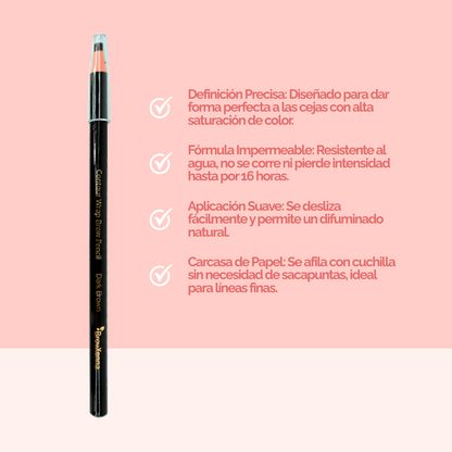 Contour Wrap Pencil BrowXenna®: lápiz profesional para cejas, waterproof, fácil de afilar, que define y rellena con precisión durante 16 horas.