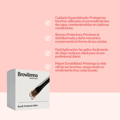 Envase de piel BrowXenna Brush Protector Balm de 17 g, bálsamo sólido profesional para proteger, suavizar y preservar la forma de pinceles después del lavado.