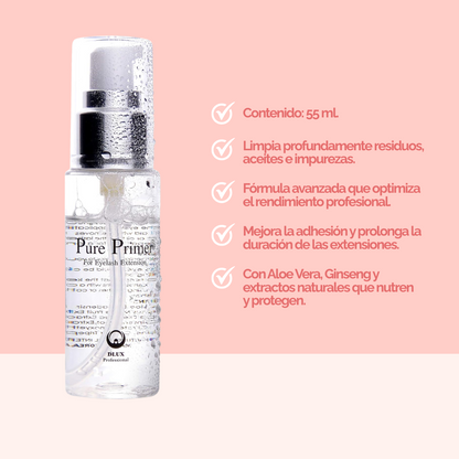 Pure Primer DLUX Preparador Extensiones Pestañas Limpieza Profesional Adhesión Alta Calidad