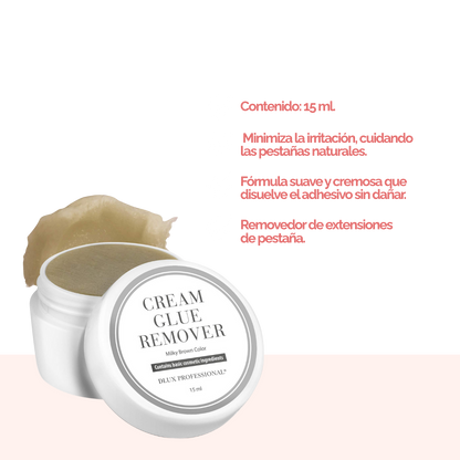 Removedor en crema DLux Pro 15 ml – disuelve adhesivo de extensiones de pestañas sin goteo y con máxima precisión profesiona