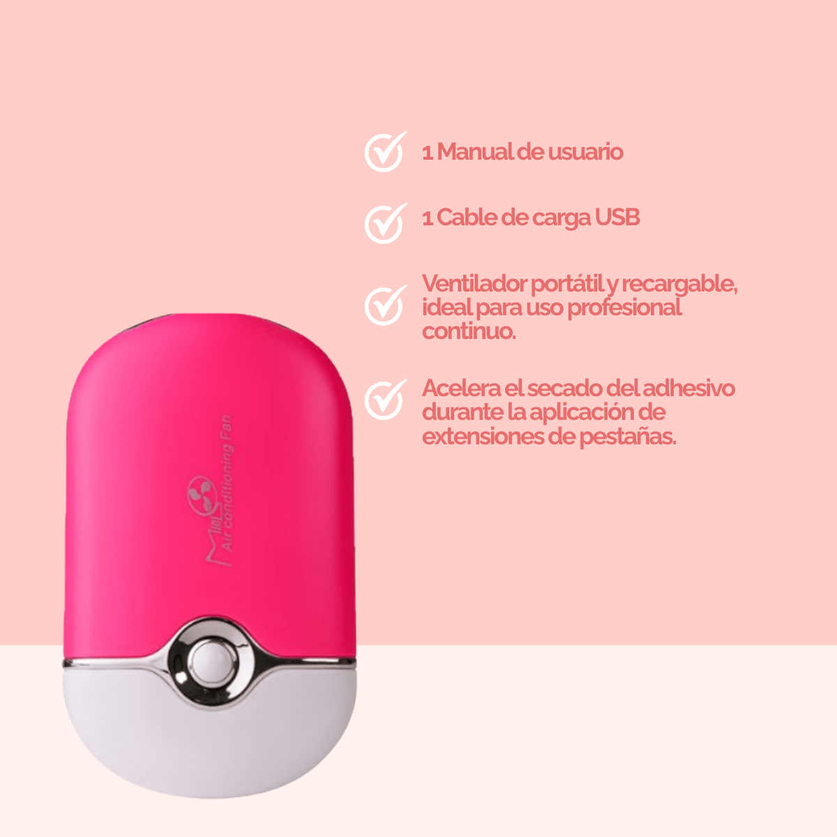 Mini Fan Dlux Professional ventilador USB portátil para curado adhesivo de extensiones de pestañas