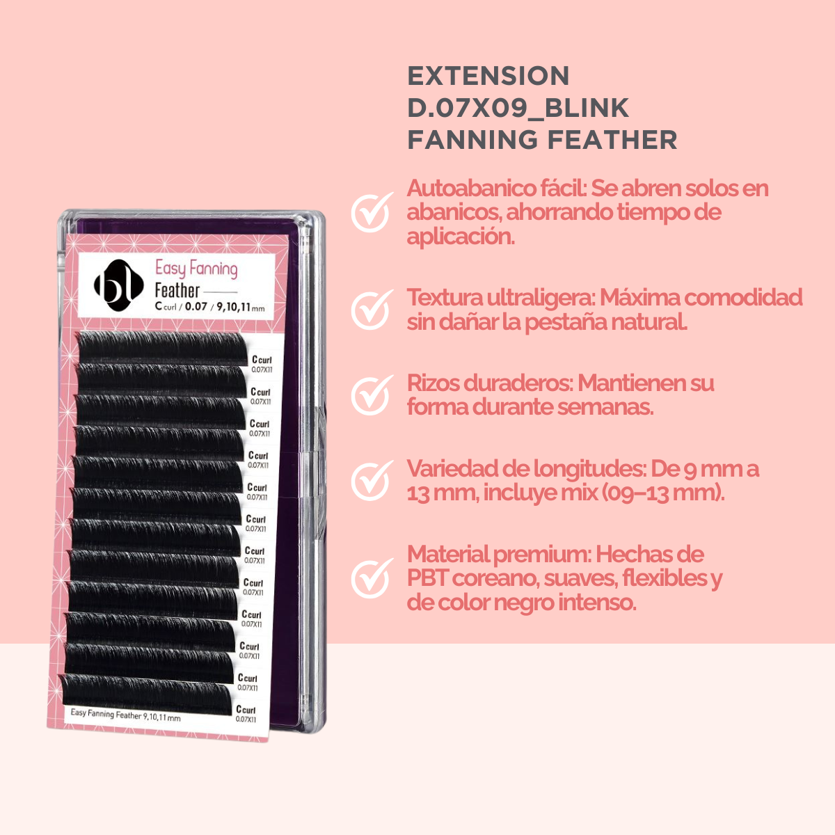 Extensiones de Pestañas Profesionales de Auto-Floración (Feather)  BL Lashes®