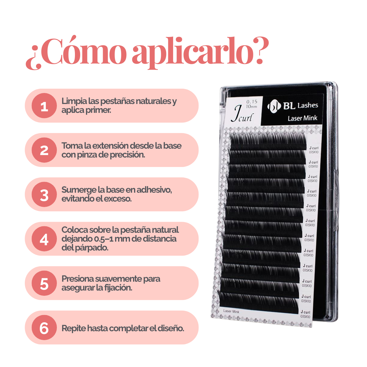 Extensiones LASER MINK LASHES VOLUMEN BL Lashes sobre fondo neutro, mostrando fibra premium mate, textura uniforme y ligereza avanzada, diseñadas para técnicos de pestañas profesionales y estudios de belleza especializados.