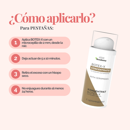 BOTEX‑X BrowXenna® 10 ml, concentrado reparador profesional para cejas y pestañas con ceramidas, ácido hialurónico y aloe vera, fortalecimiento y restauración capilar de alta gama.