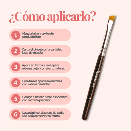 Brush superfine #2, BrowXenna® cerdas ultra finas y mango ergonómico diseñados para aplicación precisa de henna y maquillaje en cejas para técnicos de belleza exigentes.